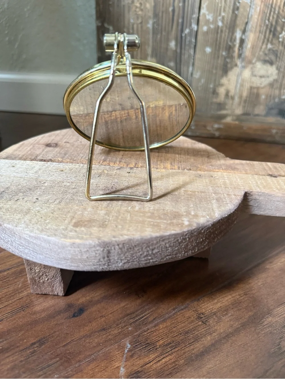 Vintage 1960's Irving W. Rice & Co. Inc MCM Gold Tone Magnifying Mirror w/ Stand